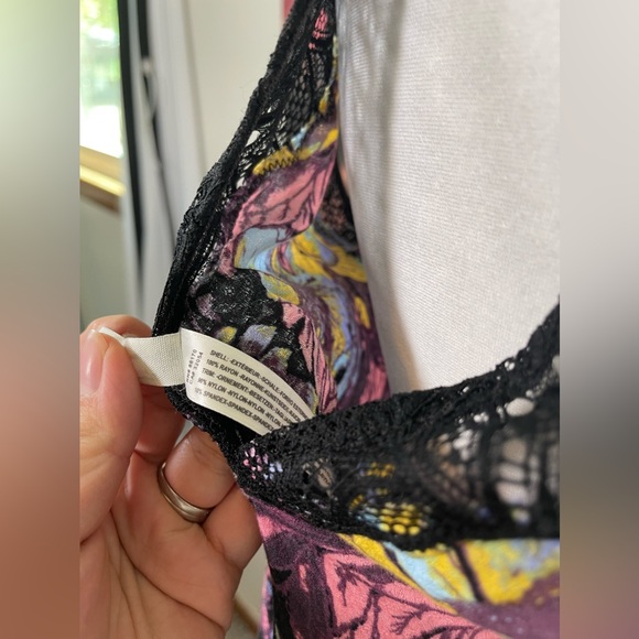 Free People Intimately Marsha Floral Print Lace Slip Dress Sexy Boho Romantic S - Picture 7 of 7